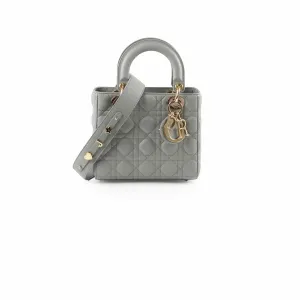 Christian Dior Small Lady Dior Grey Top Handle Bags Cheap