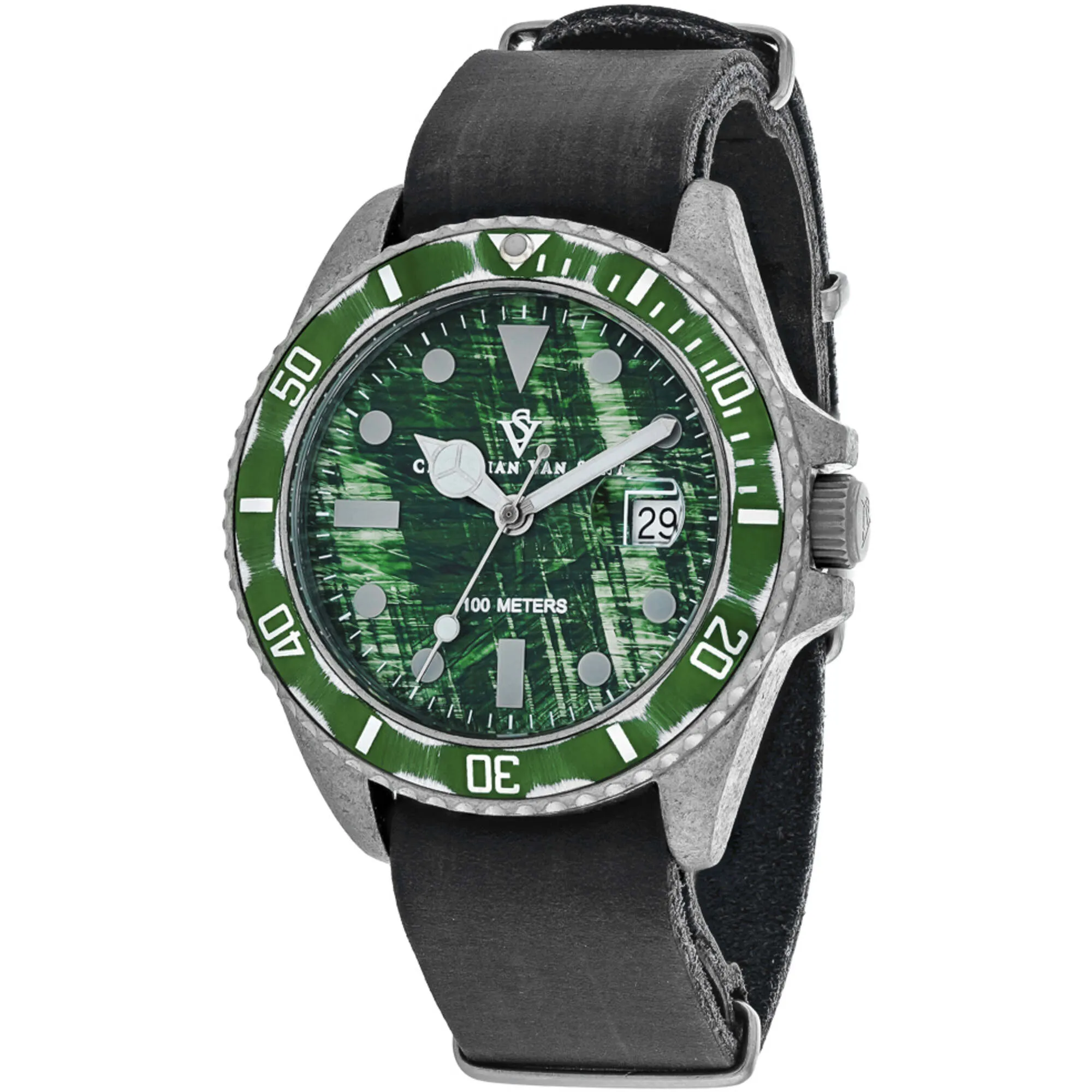 Christian Van Sant Men's Watch - Montego Vintage Green Dial Leather Strap | CV5202 Luxury Quartz Watch Quartz Watch Sale