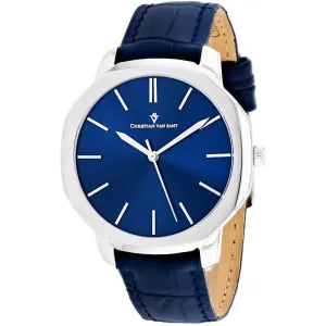 Christian Van Sant Men's Watch - Octavius Slim Quartz Blue Leather Strap | CV0532 Luxury Quartz Watch Quartz Watch Sale