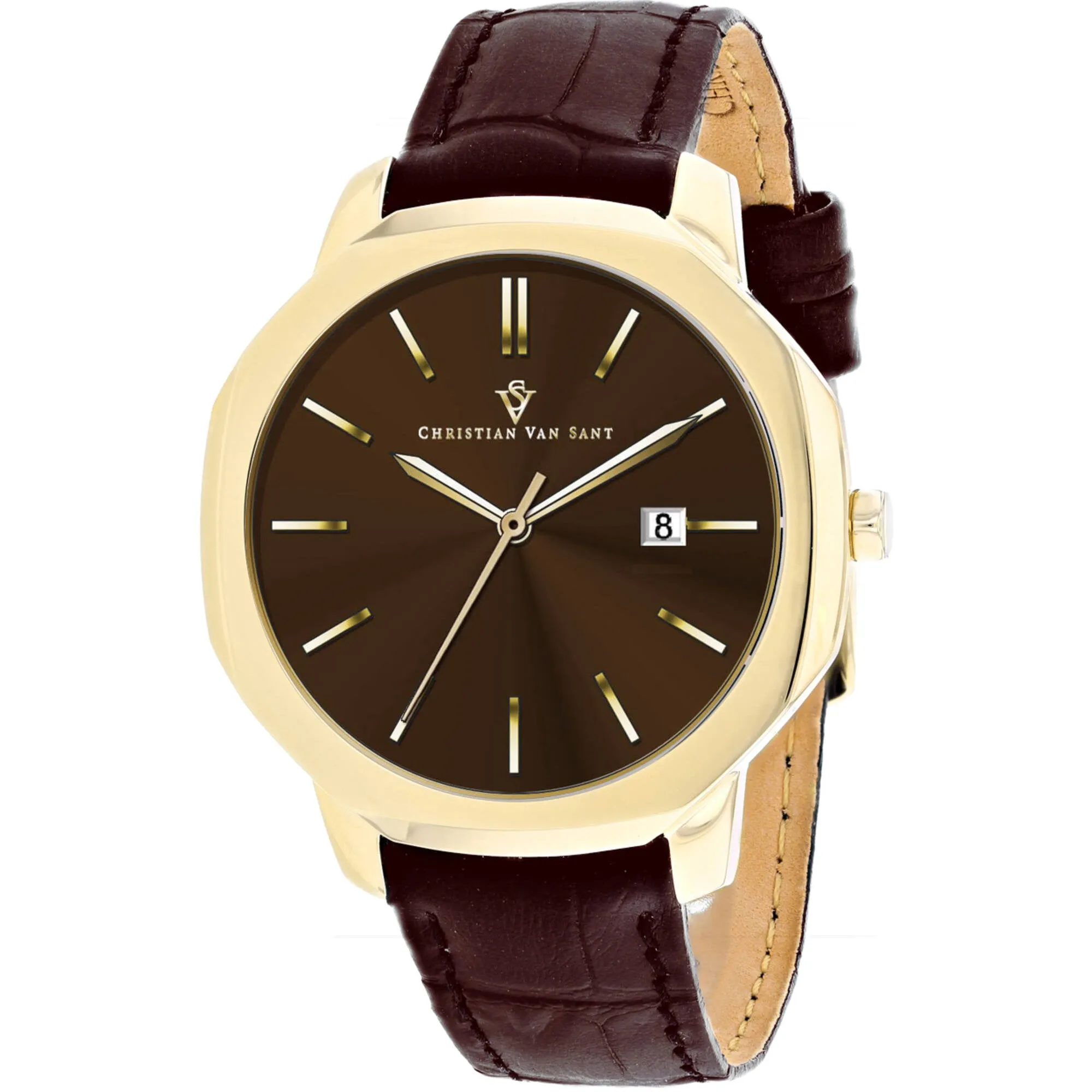 Christian Van Sant Men's Watch - Octavius Slim Quartz Brown Dial Strap | CV0537 Luxury Quartz Watch Quartz Watch Sale