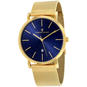 Christian Van Sant Men's Watch - Paradigm Blue Dial Yellow Gold Bracelet | CV4324 Luxury Quartz Watch Quartz Watch Sale