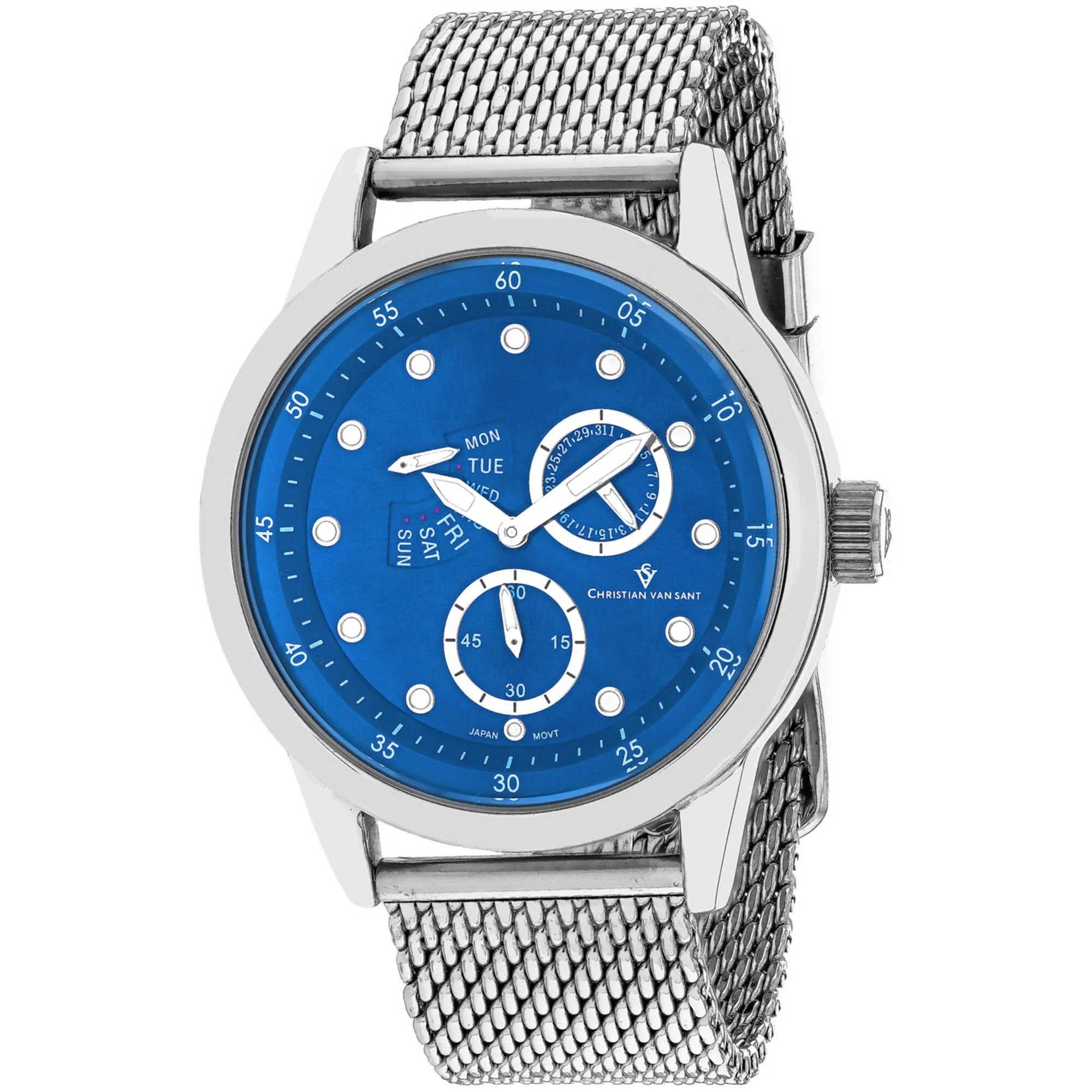 Christian Van Sant Men's Watch - Rio Quartz Blue Dial Silver Steel Bracelet | CV8717 Luxury Quartz Watch Quartz Watch Sale