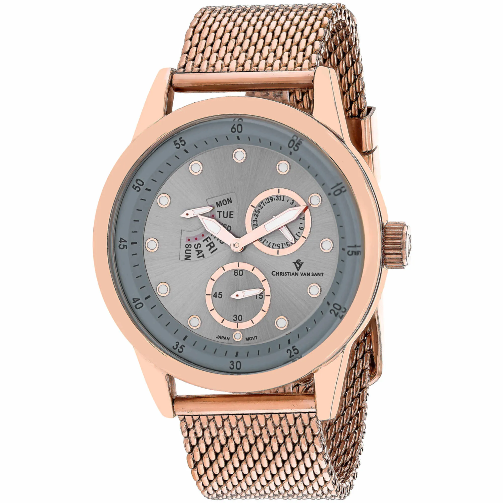 Christian Van Sant Men's Watch - Rio Quartz Silver Dial Rose Gold Bracelet | CV8718 Luxury Quartz Watch Quartz Watch Sale