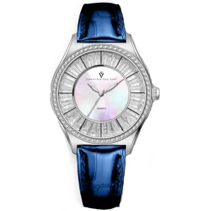 Christian Van Sant Women's Watch - Luna Quartz Mop Dial Blue Leather Strap | CV3202 Luxury Quartz Watch Quartz Watch Sale