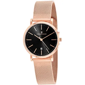 Christian Van Sant Women's Watch - Paradigm Black Dial Rose Gold Bracelet | CV4221 Luxury Quartz Watch Quartz Watch Sale