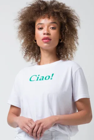 Ciao Short Sleeve T-Shirt White,women t-shirt cotton,women t-shirt top,boutique women's clothing