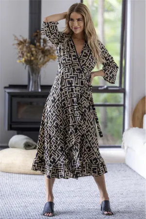 Clothings Cienna - LDR-04-Geo Wrap Dress Dresses women dresses dress stores