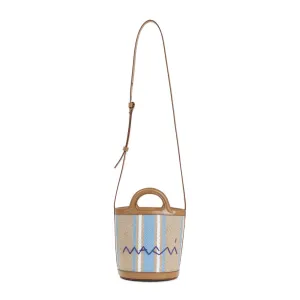 Cigar Brown Jute Tropicalia Mini Bucket Handbag stylish bucket bags