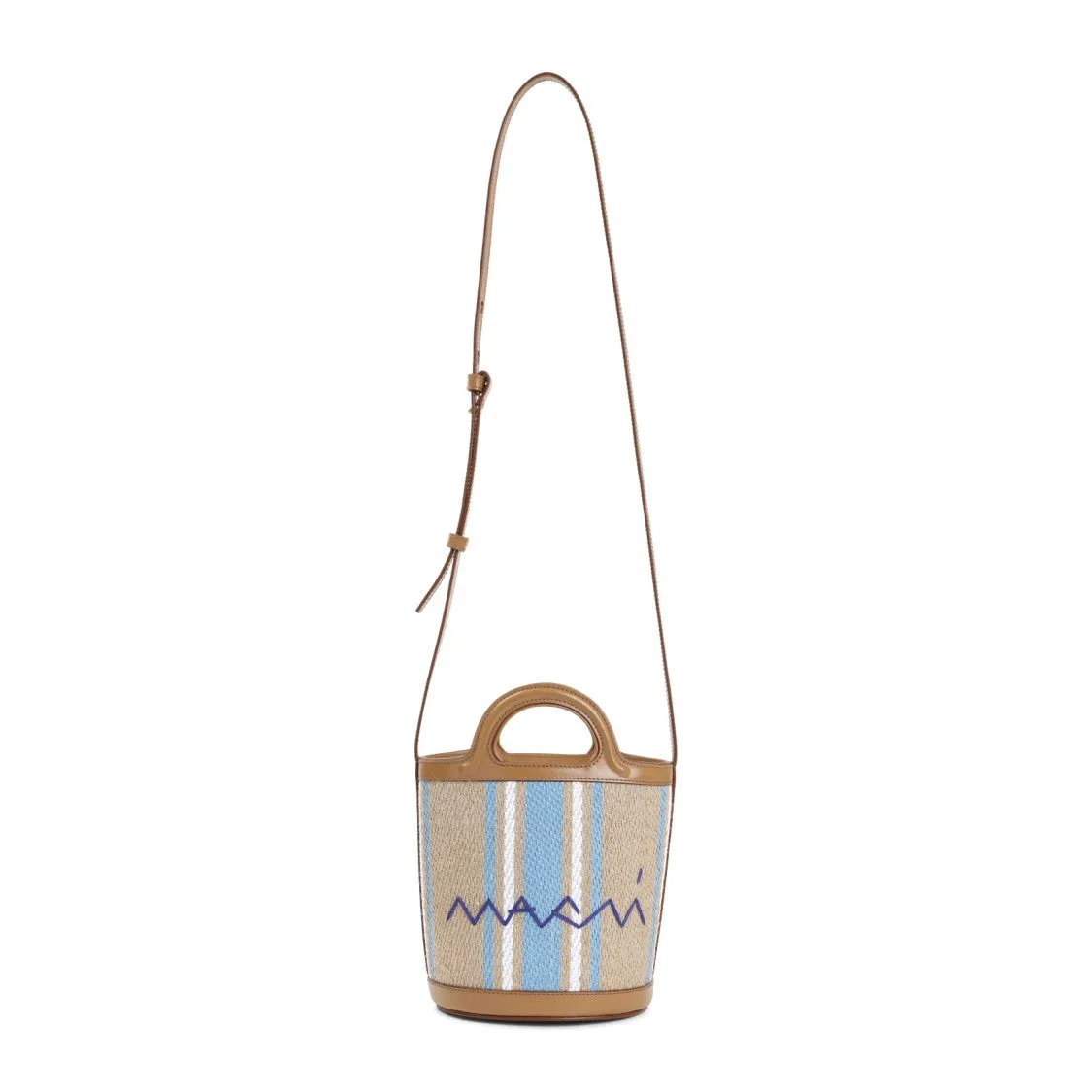 Cigar Brown Jute Tropicalia Mini Bucket Handbag stylish bucket bags