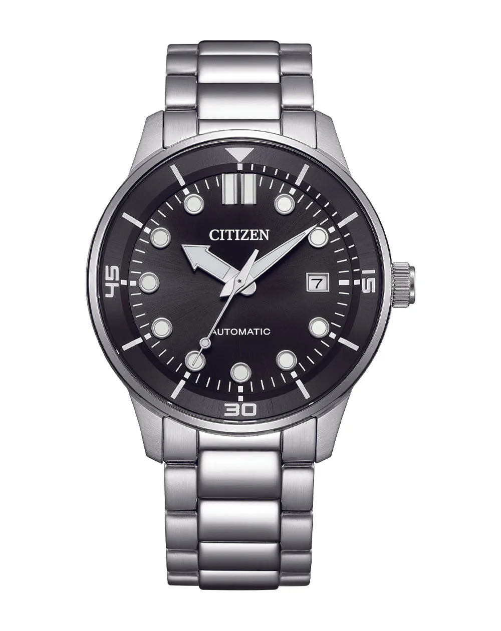 Citizen Automatic Silver Stainless Steel Black Dial Watch NJ0191-83E 