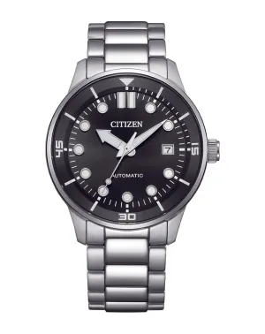 Citizen Automatic Silver Stainless Steel Black Dial Watch NJ0191-83E 