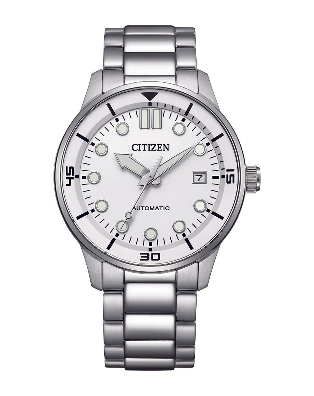 Citizen Automatic Silver Stainless Steel White Dial Watch NJ0191-83A 