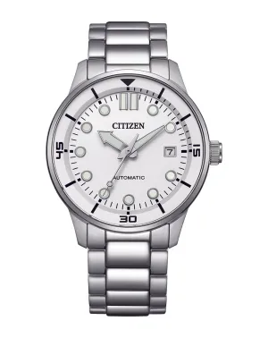 Citizen Automatic Silver Stainless Steel White Dial Watch NJ0191-83A 
