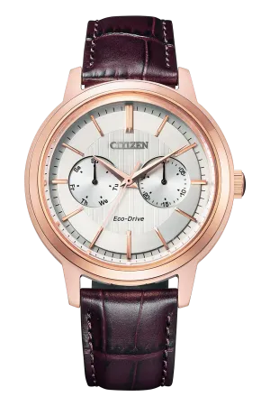Citizen Eco-Drive Brown Leather Strap White Dial Watch BU4032-11A 