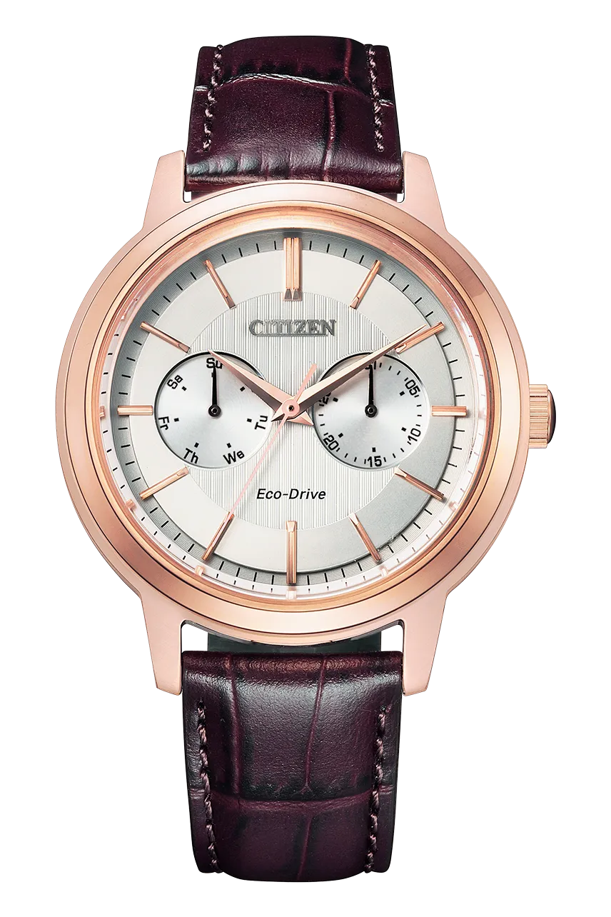 Citizen Eco-Drive Brown Leather Strap White Dial Watch BU4032-11A 