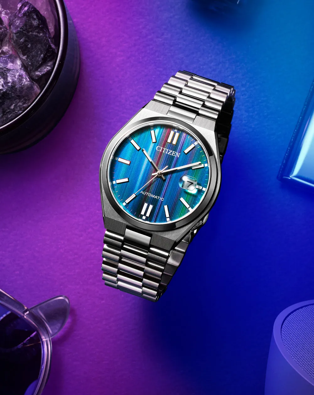 Citizen Tsuyosa Automatic Silver Stainless Steel Blue Dial Watch NJ0151-53W