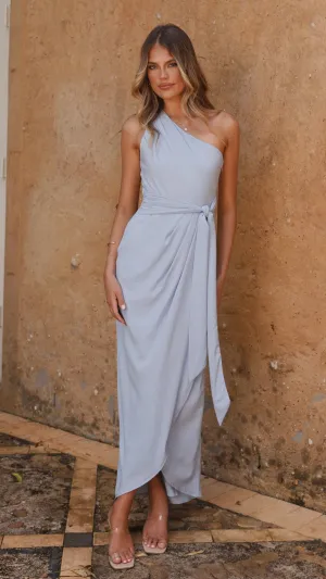 Clara One Shoulder Maxi Dress - Blue,prom dresses,wedding guest dresses,homecoming dresses,bridesmaid dresses,cocktail dresses,women clothing,summer dresses,formal dresses,sundresses,mother of the bride dresses,quince clothing,bodycon dress,dress casual,dr