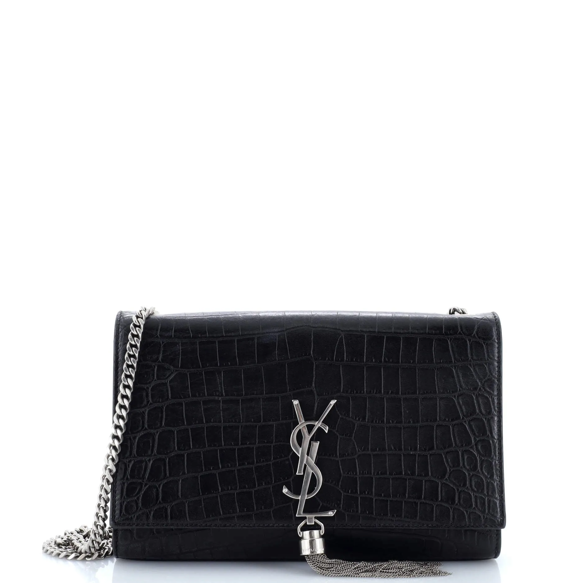 Classic Monogram Tassel Crossbody Bag Crocodile Embossed Leather Medium