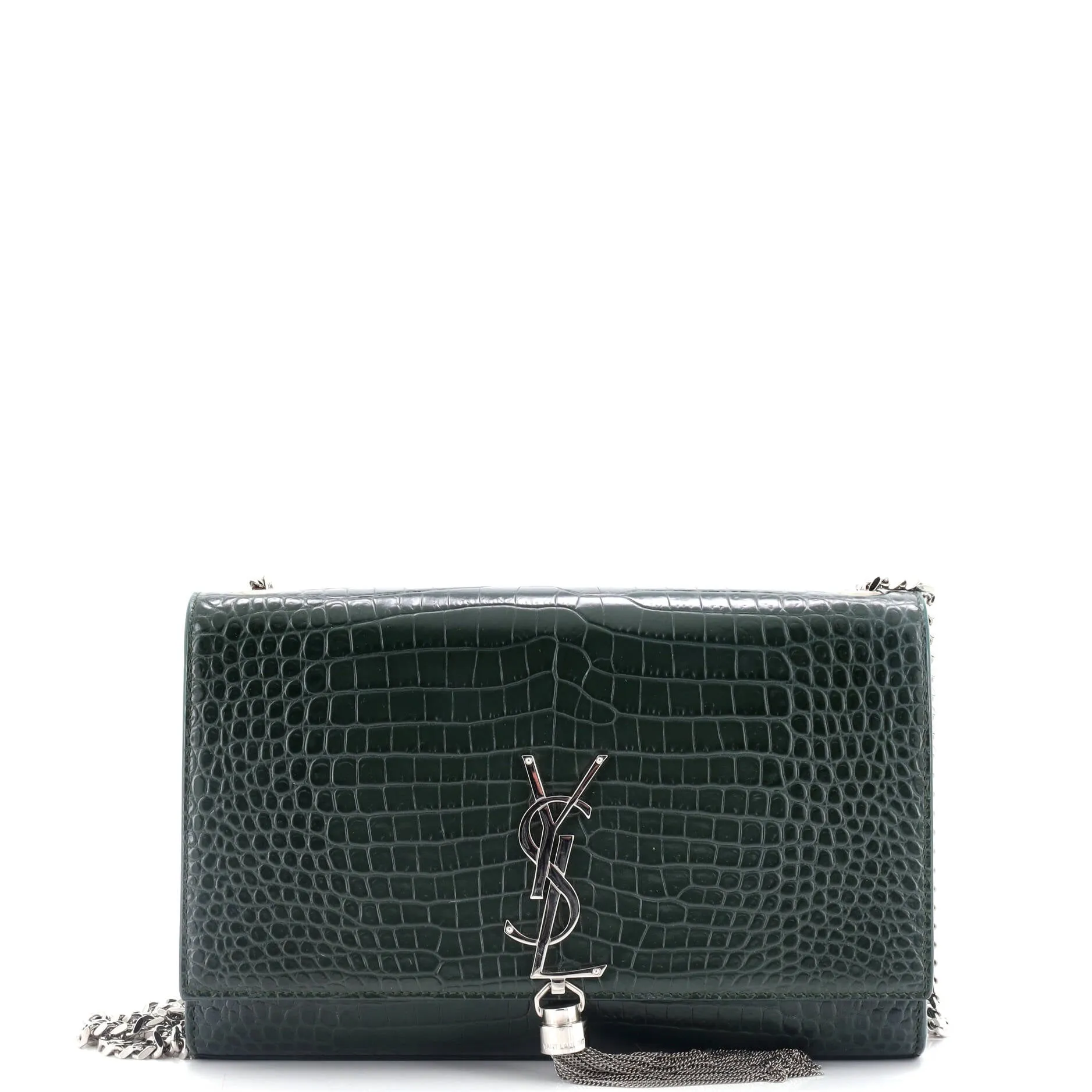 Classic Monogram Tassel Crossbody Bag Crocodile Embossed Leather Medium
