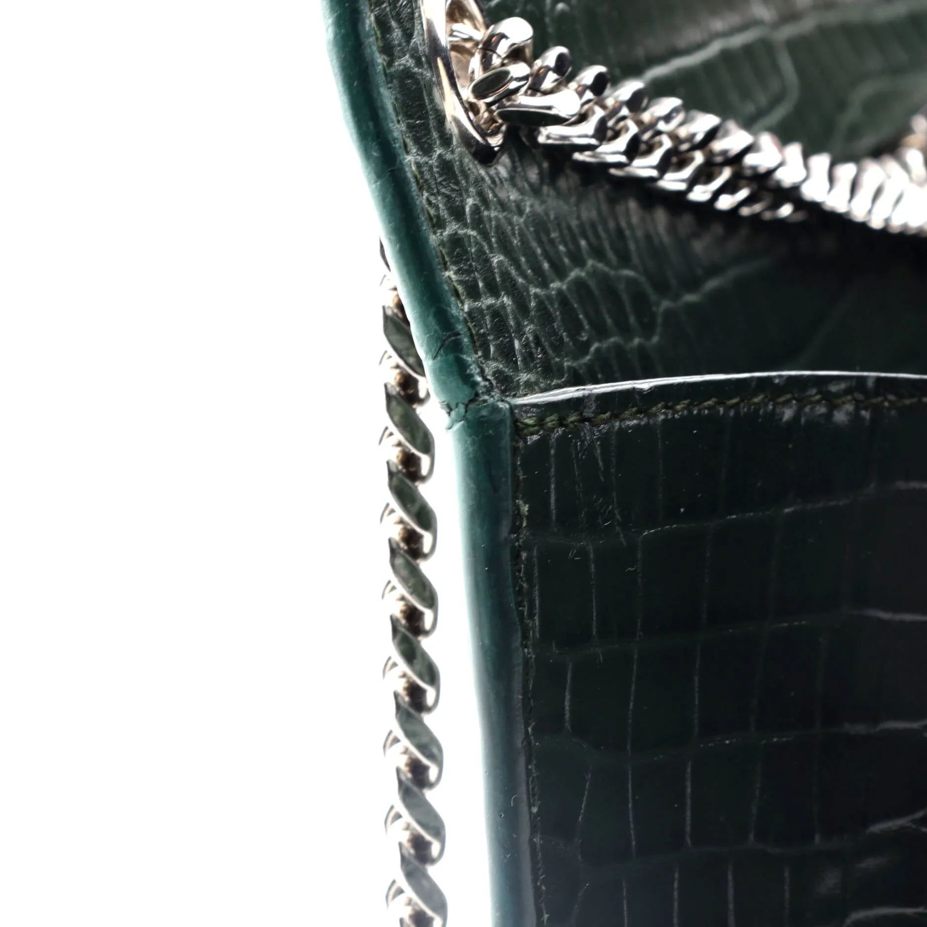Classic Monogram Tassel Crossbody Bag Crocodile Embossed Leather Medium