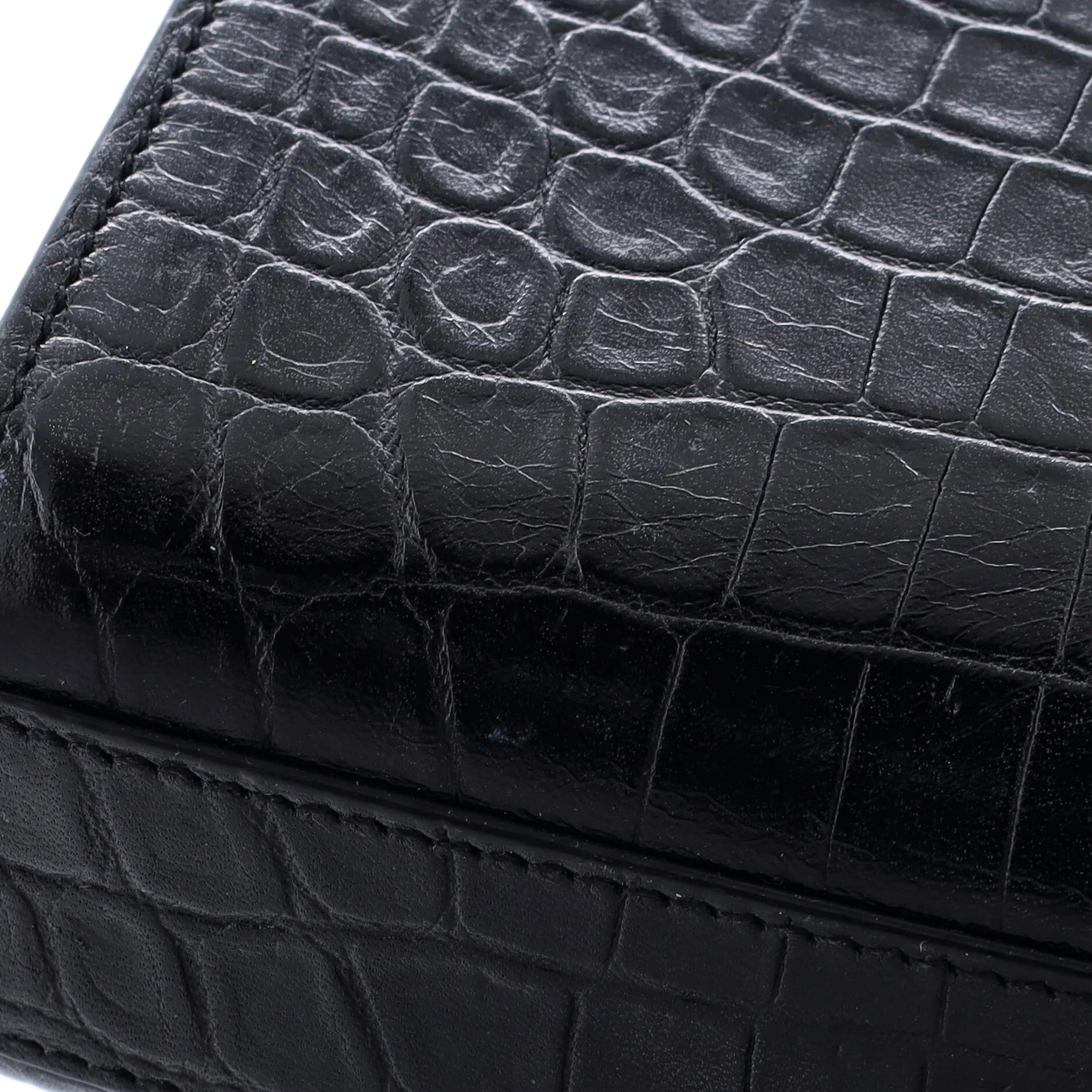 Classic Monogram Tassel Crossbody Bag Crocodile Embossed Leather Medium