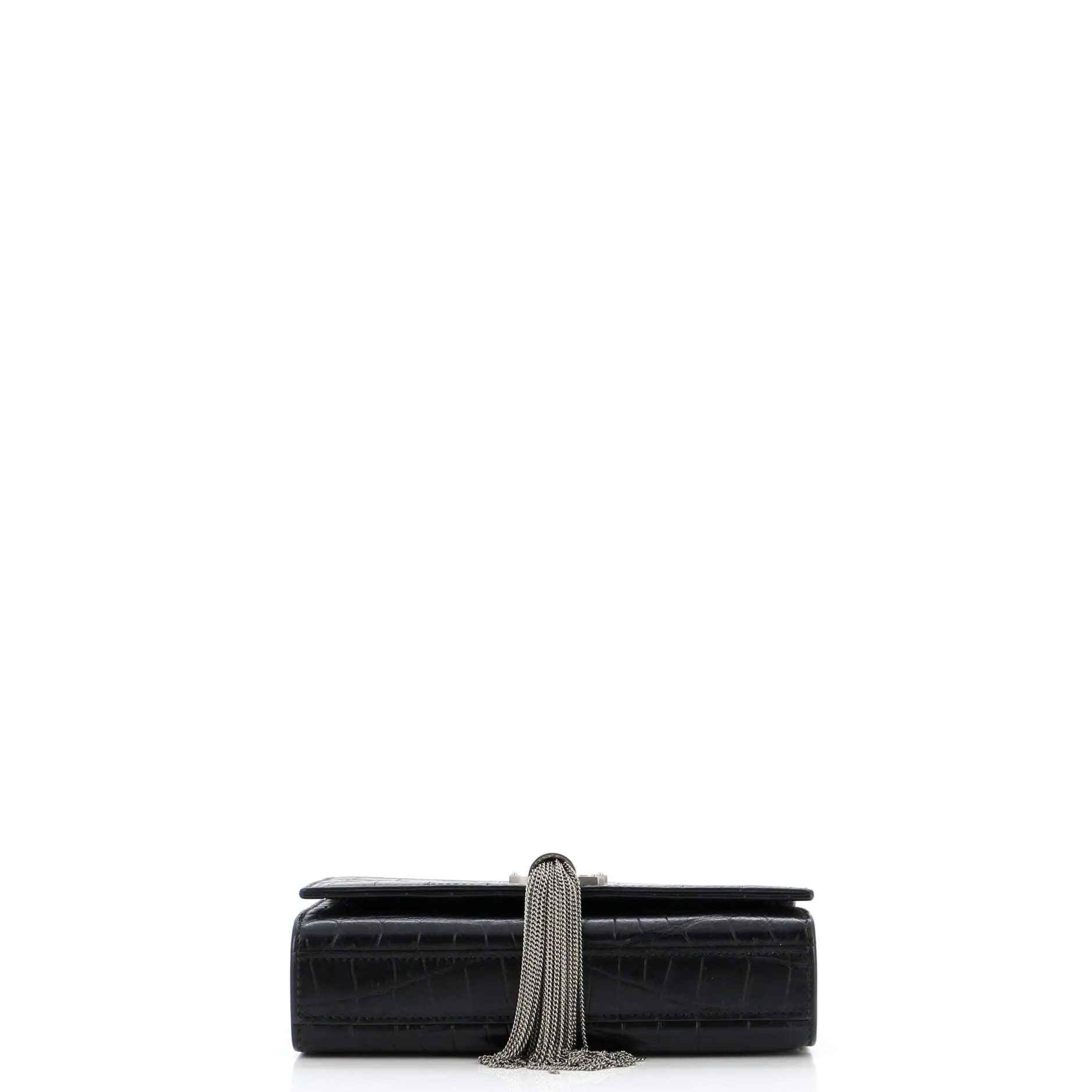 Classic Monogram Tassel Crossbody Bag Crocodile Embossed Leather Small