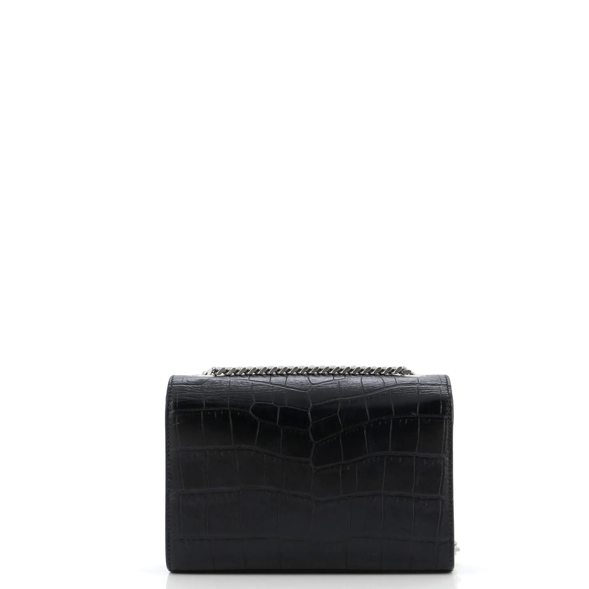 Classic Monogram Tassel Crossbody Bag Crocodile Embossed Leather Small