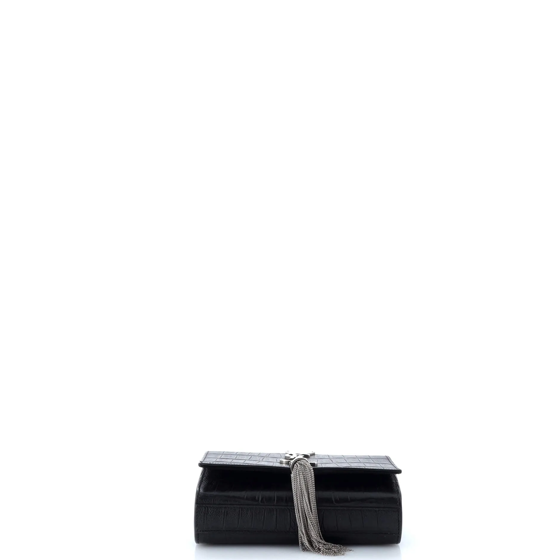 Classic Monogram Tassel Crossbody Bag Crocodile Embossed Leather Small