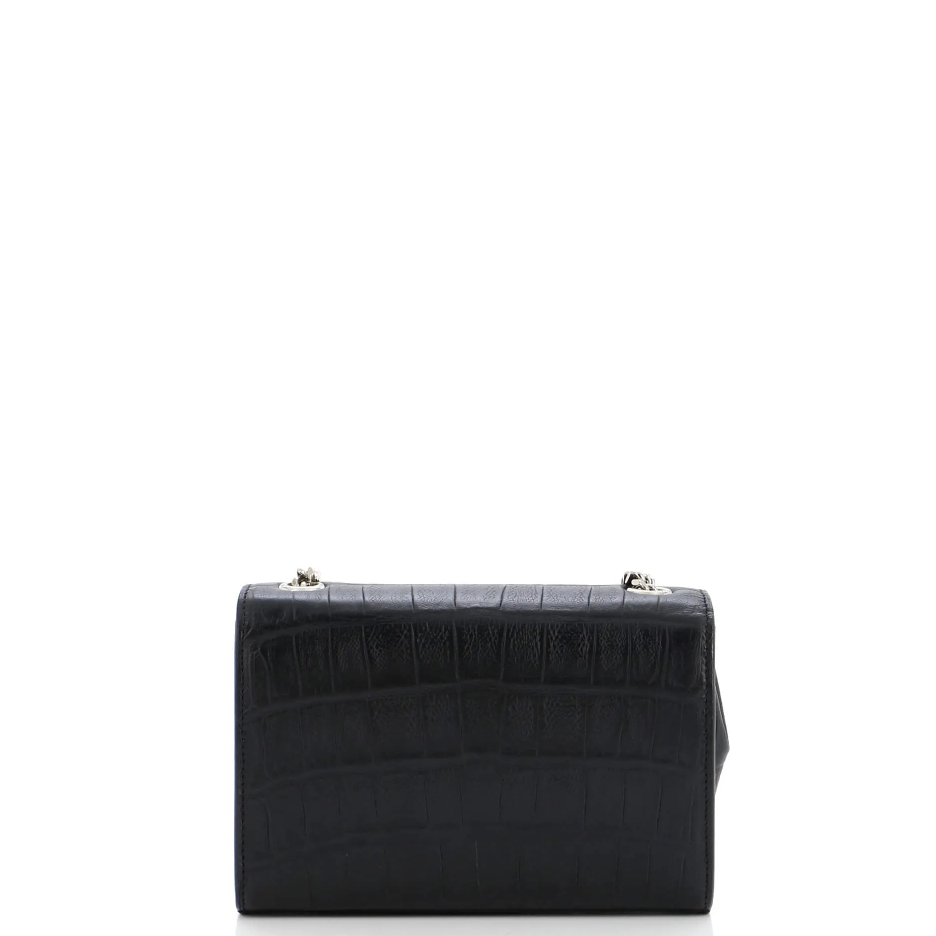 Classic Monogram Tassel Crossbody Bag Crocodile Embossed Leather Small