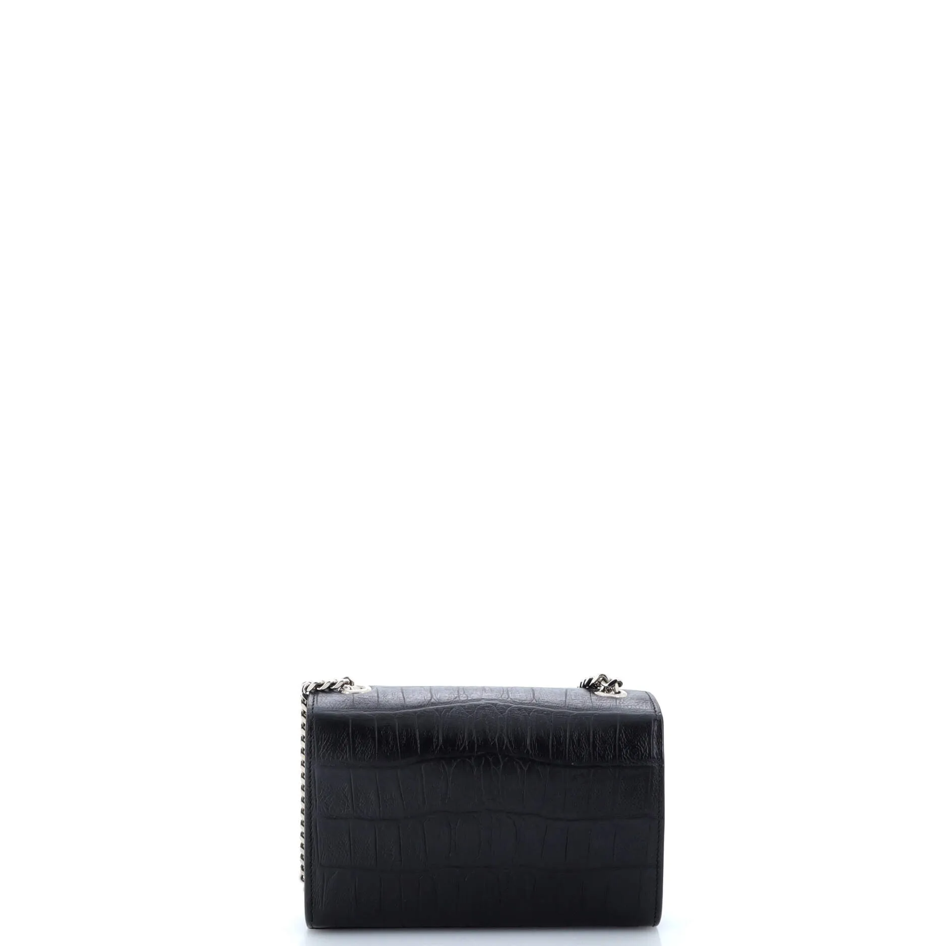 Classic Monogram Tassel Crossbody Bag Crocodile Embossed Leather Small
