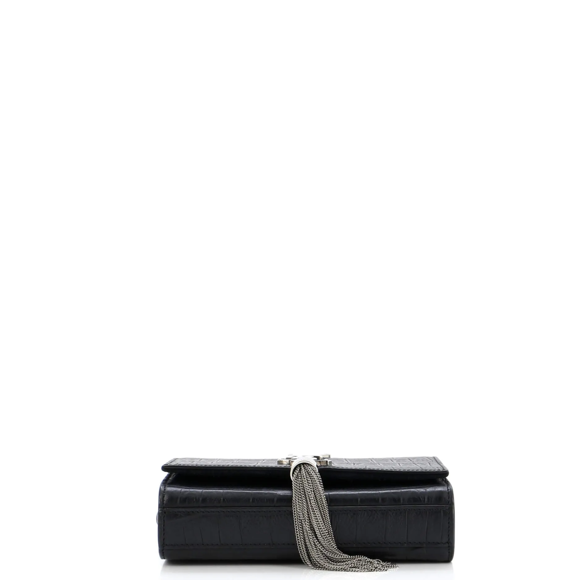 Classic Monogram Tassel Crossbody Bag Crocodile Embossed Leather Small