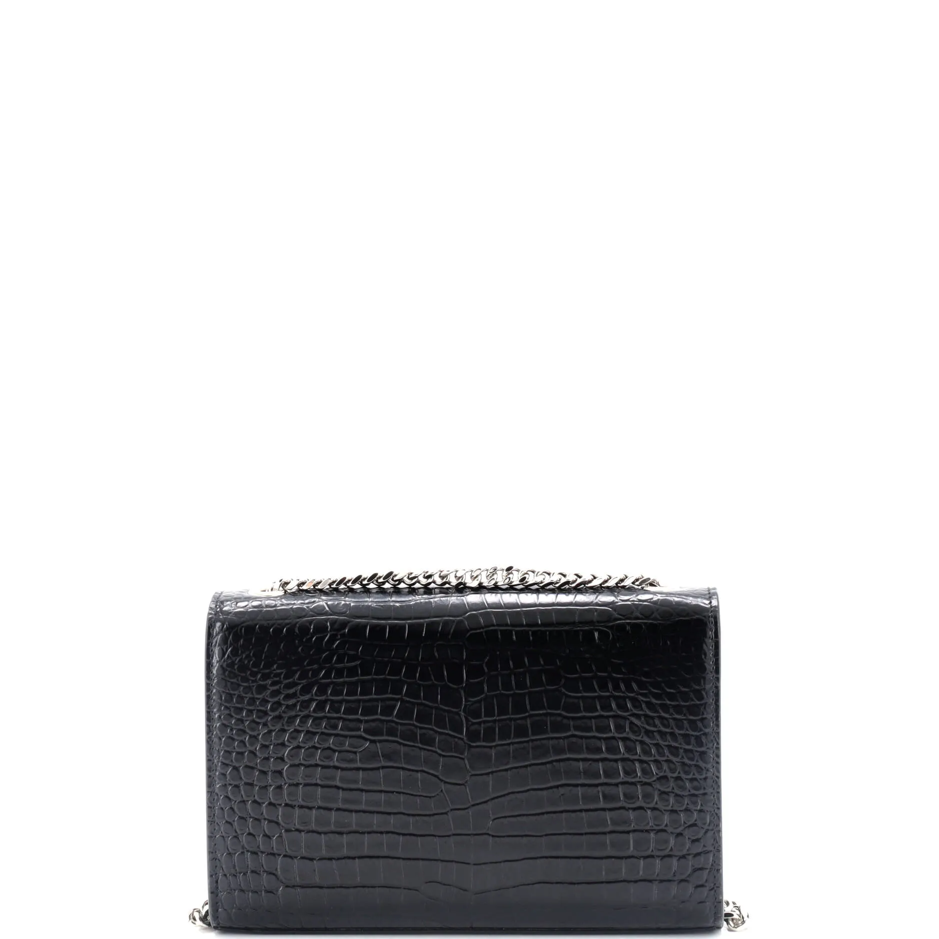 Classic Monogram Tassel Crossbody Bag Crocodile Embossed Leather Small