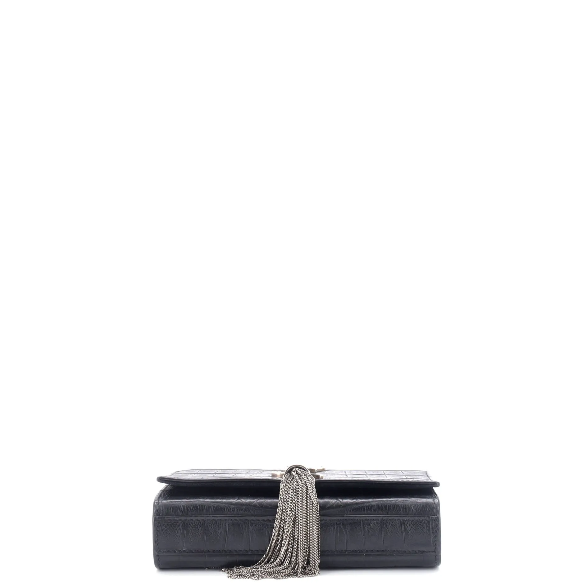 Classic Monogram Tassel Crossbody Bag Crocodile Embossed Leather Small