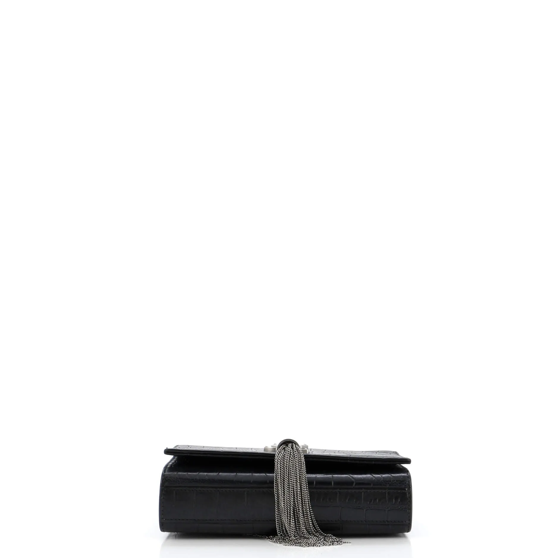 Classic Monogram Tassel Crossbody Bag Crocodile Embossed Leather Small