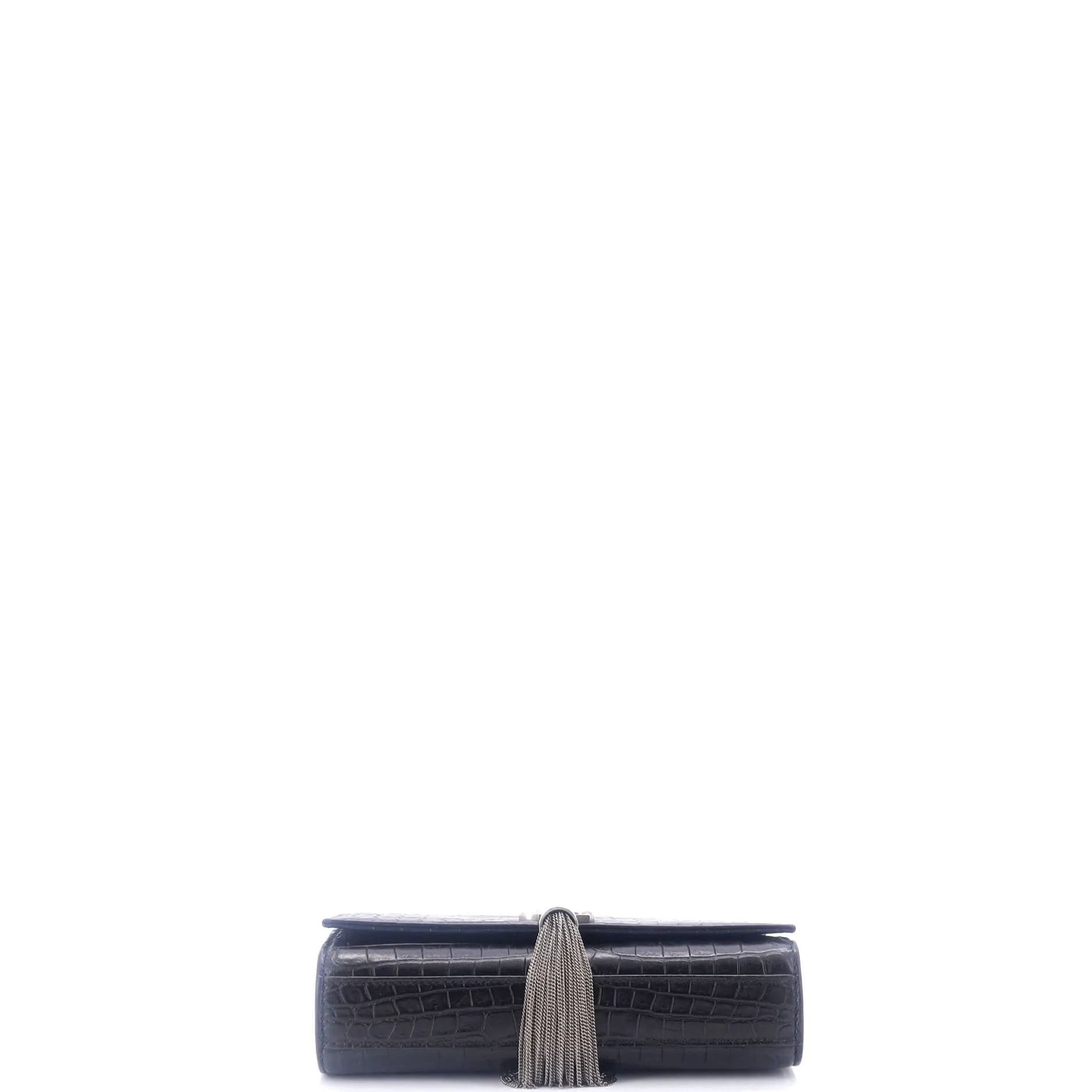 Classic Monogram Tassel Crossbody Bag Crocodile Embossed Leather Small