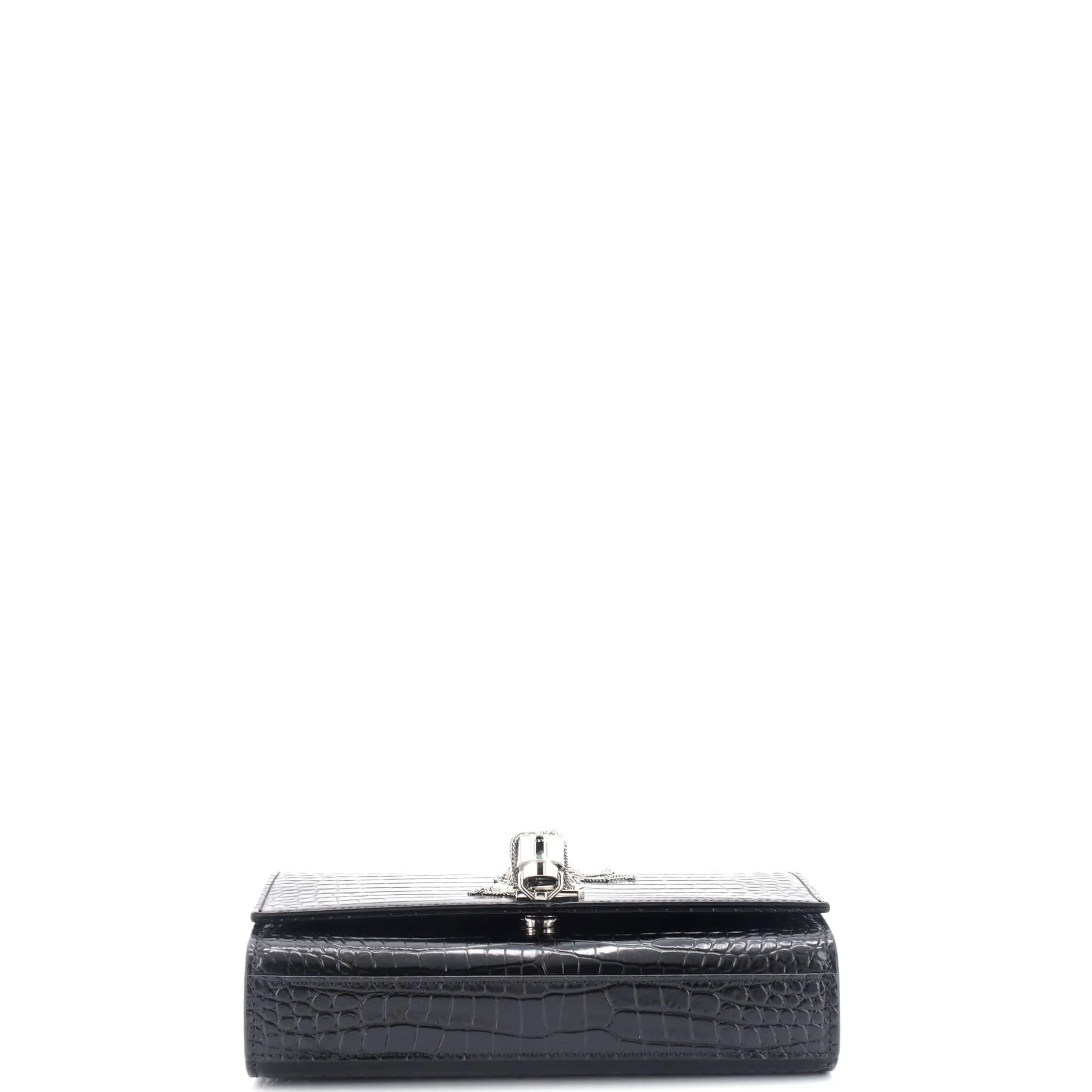 Classic Monogram Tassel Crossbody Bag Crocodile Embossed Leather Small