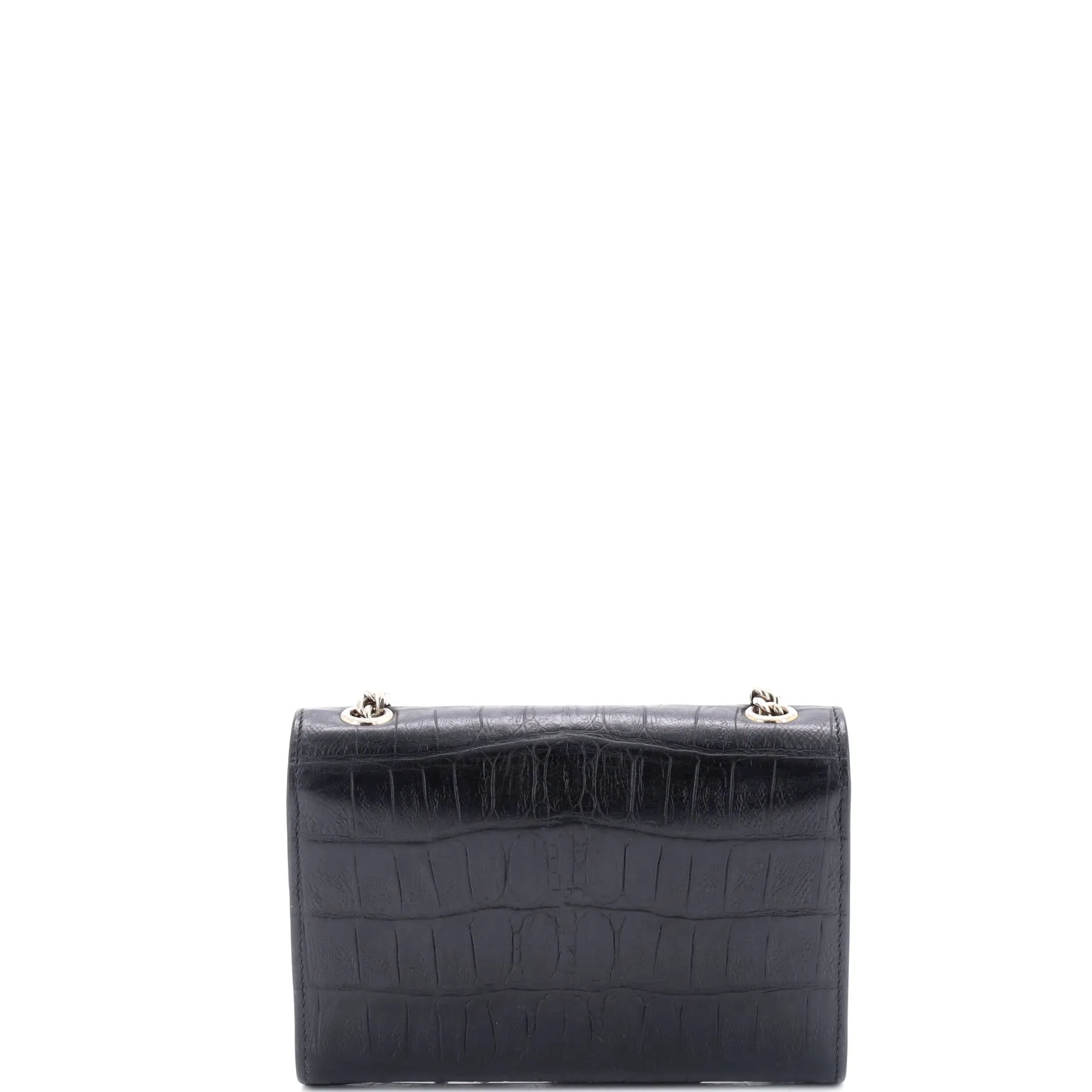 Classic Monogram Tassel Crossbody Bag Crocodile Embossed Leather Small