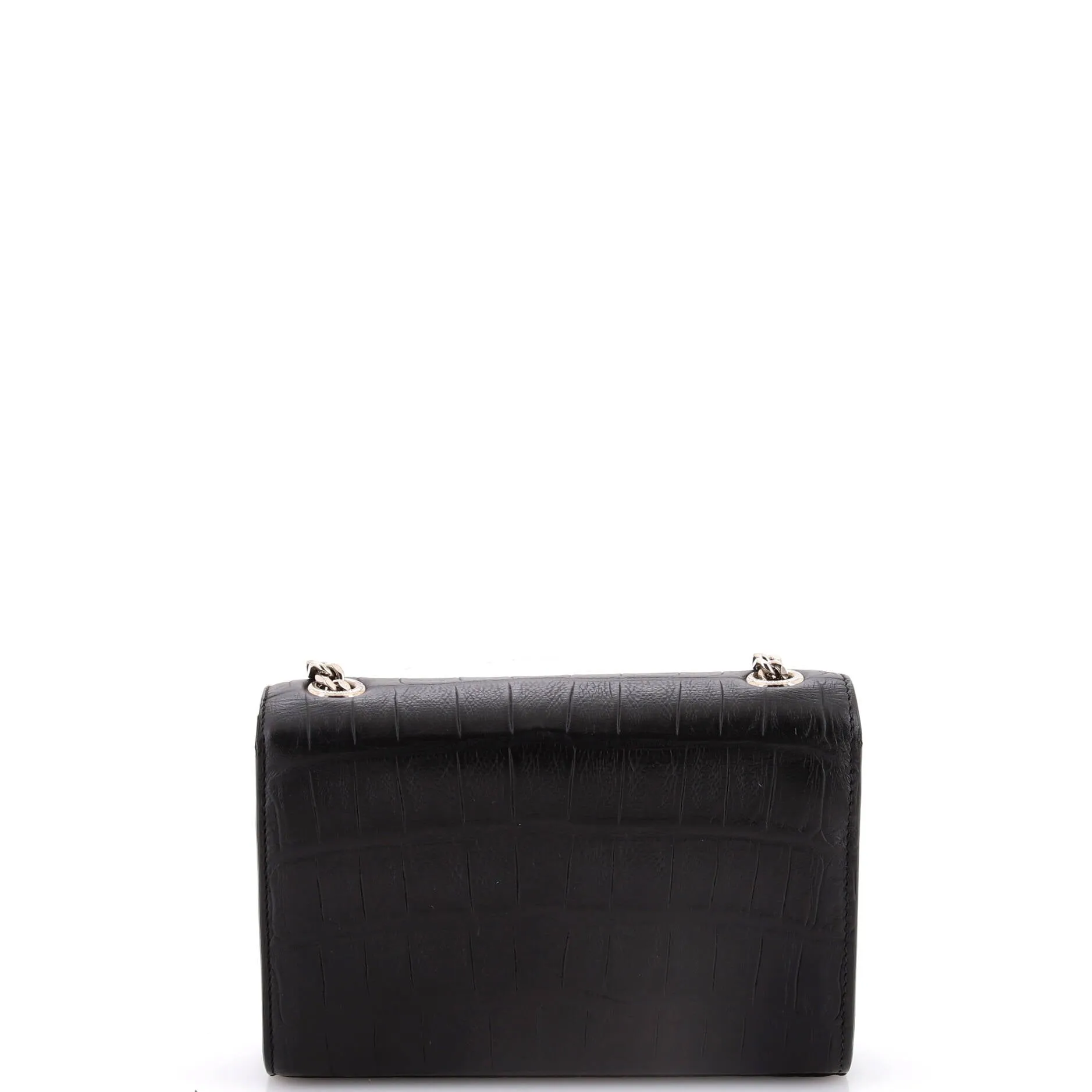 Classic Monogram Tassel Crossbody Bag Crocodile Embossed Leather Small