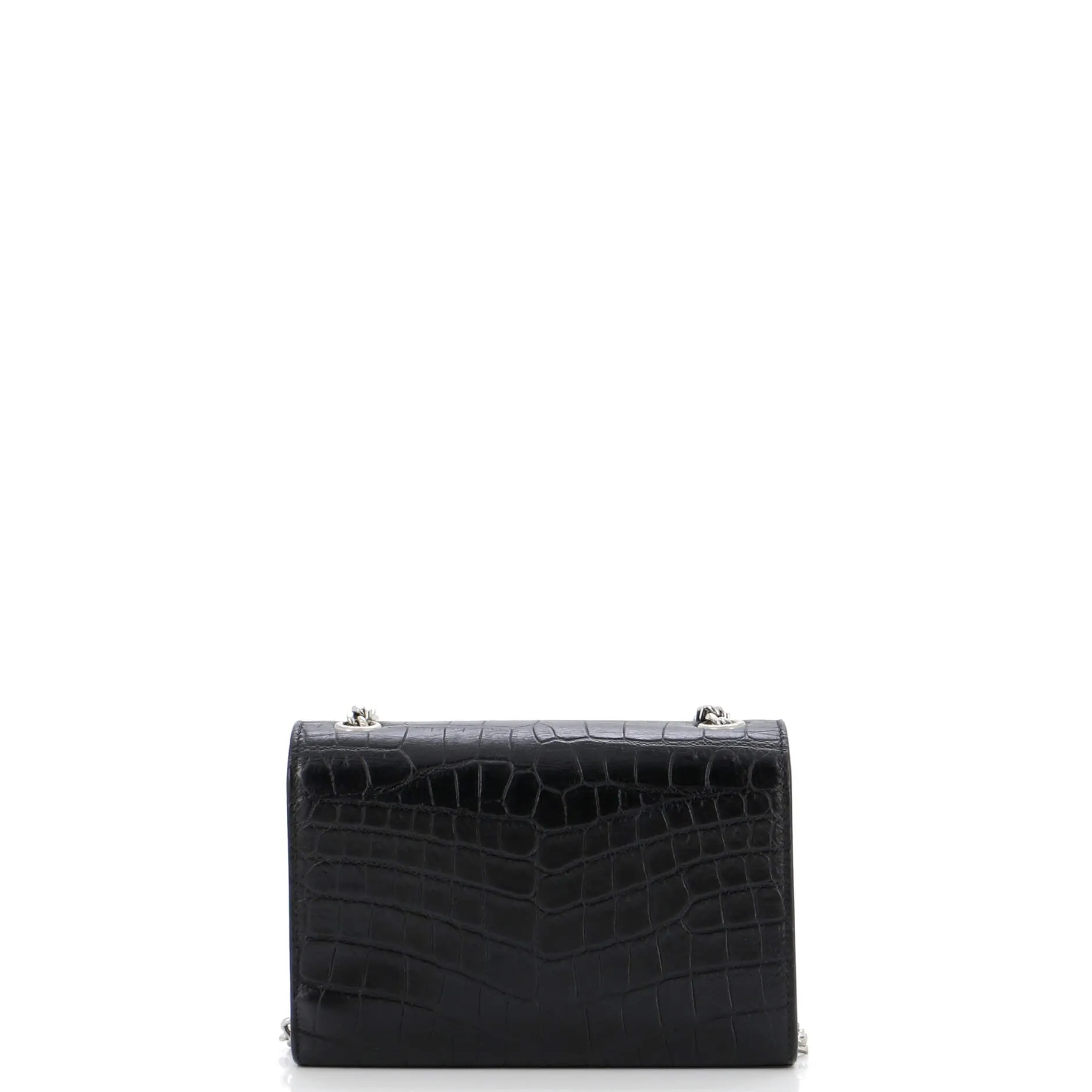 Classic Monogram Tassel Crossbody Bag Crocodile Embossed Leather Small