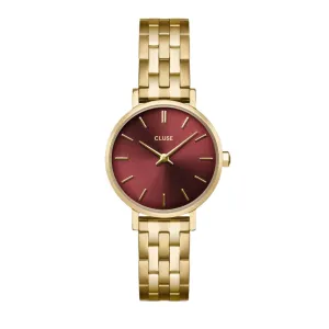 CLUSE Boho Chic Petite Dark Cherry Gold Link Watch CW10505 