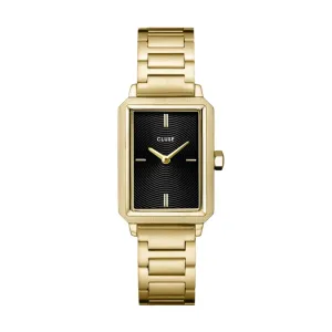 CLUSE Fluette Circular Textured Black Gold Link Watch CW11512 