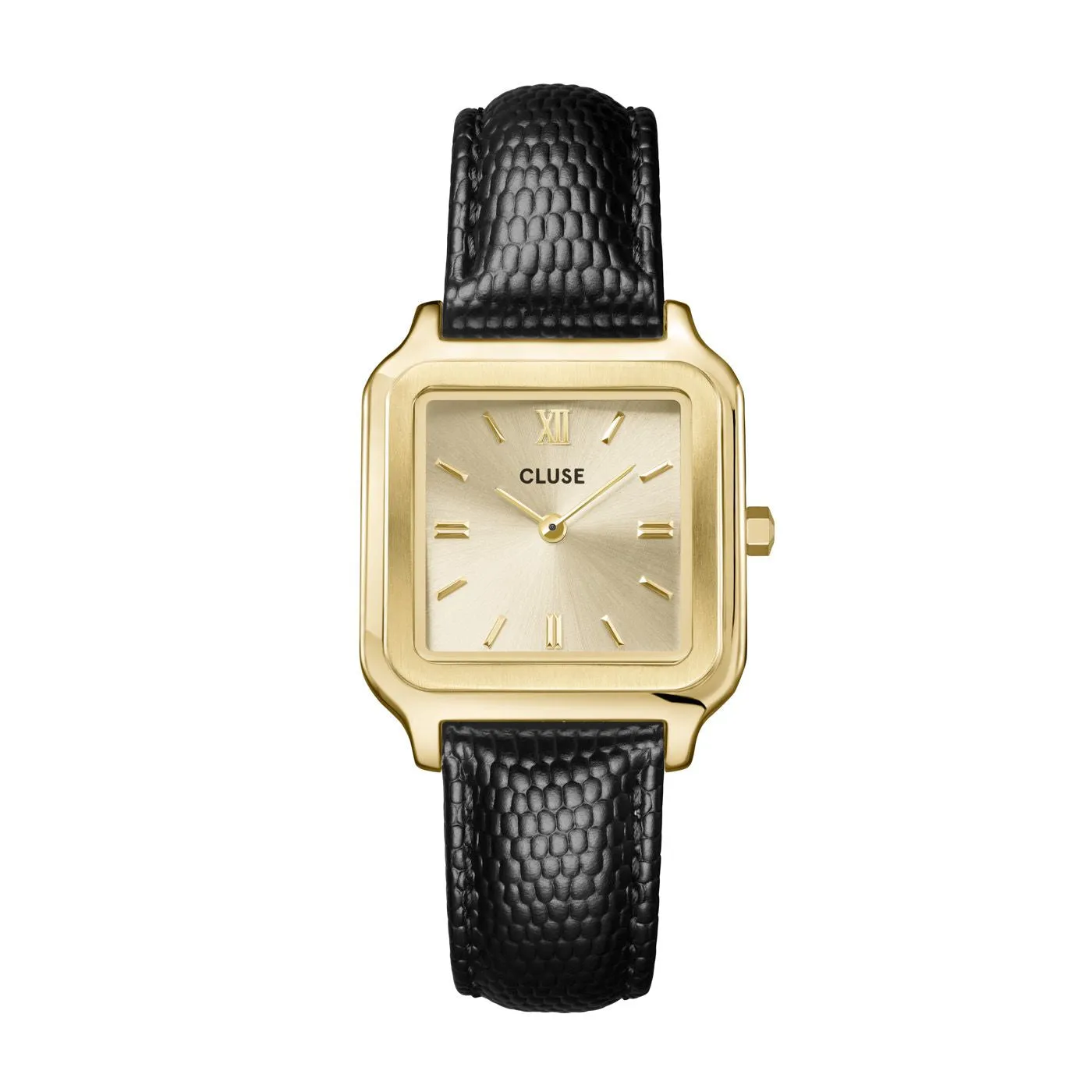 CLUSE Gracieuse Gold / Black Lizard Leather Watch CW11903 