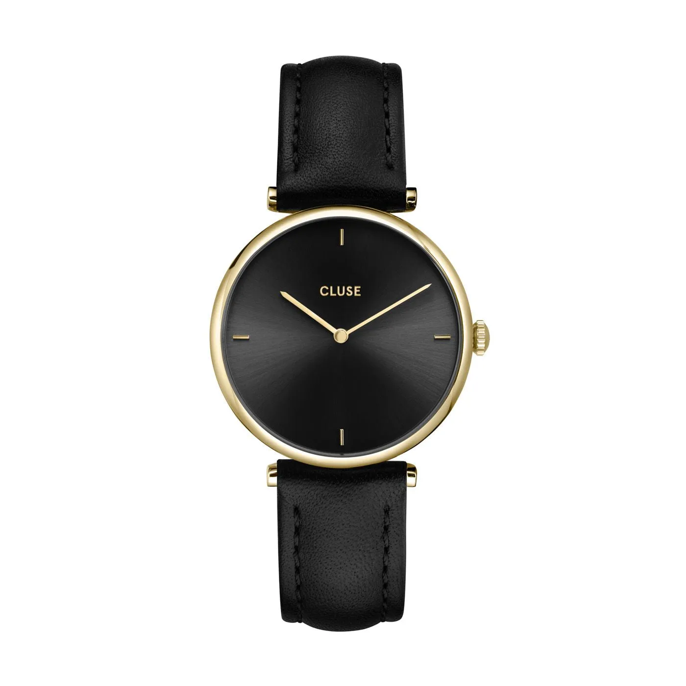 CLUSE Triomphe Gold Black / Black Leather Watch CW10404 