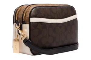 Coach Crossbody Bag Medium Khaki Brown anti-theft crossbody bags sale