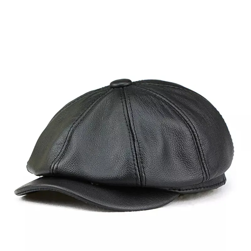 Cocteau Genuine Leather Newsboy Cap