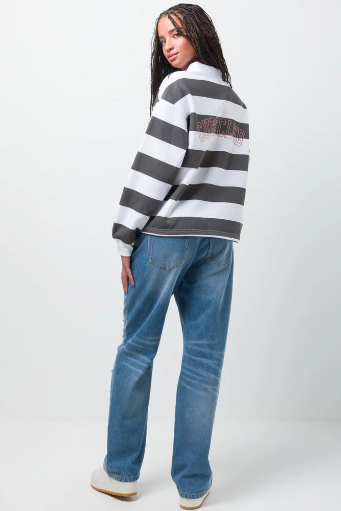 Collar Stripe Tracktop White And Grey