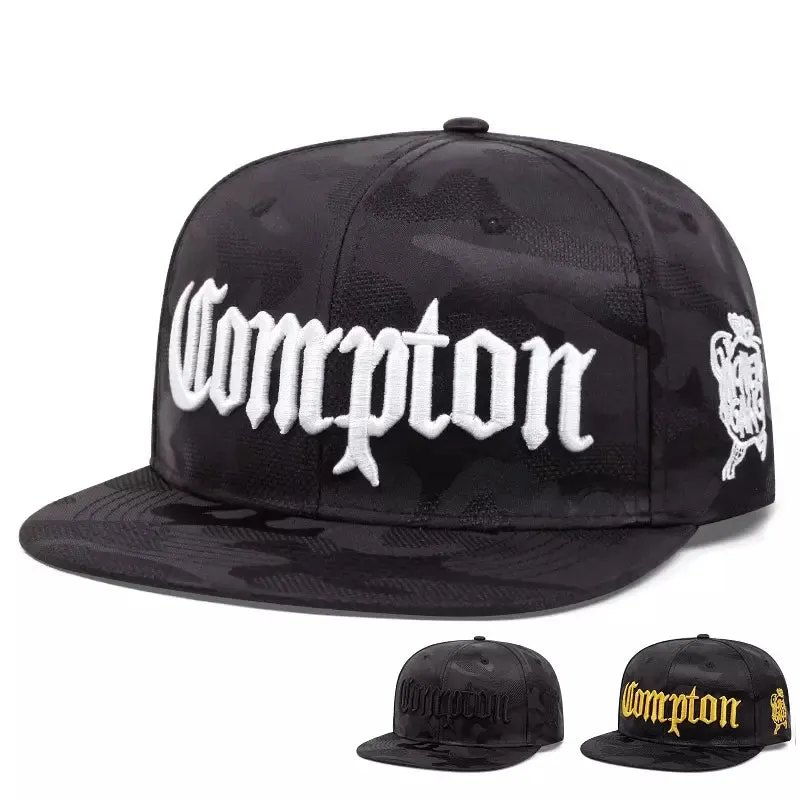 Compton Black Camouflage Snapback Cap boater hat with bow in beach sunlight