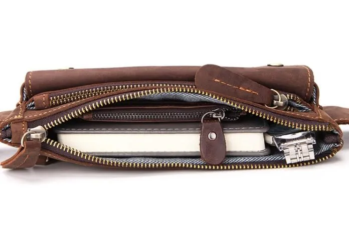 Cool and Retro Brown LEATHER MENS FANNY PACK FOR MEN BUMBAG Vintage WAIST BAGS