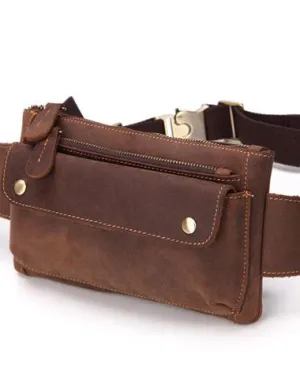 Cool and Retro Brown LEATHER MENS FANNY PACK FOR MEN BUMBAG Vintage WAIST BAGS Brown