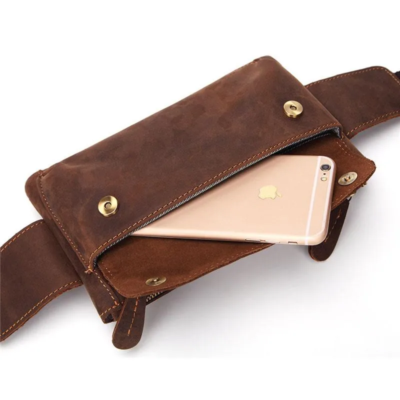 Cool and Retro Brown LEATHER MENS FANNY PACK FOR MEN BUMBAG Vintage WAIST BAGS